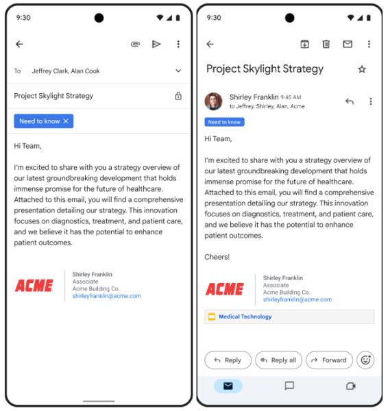 Метки классификации данных для Gmail вышли из стадии открытой бета-версии