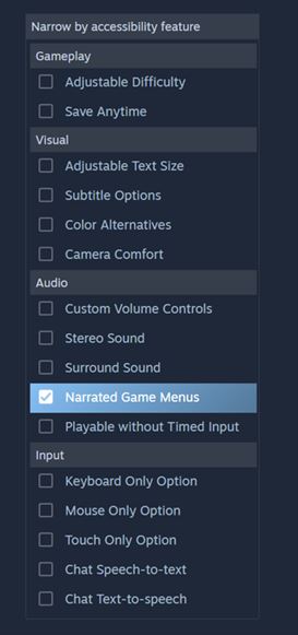 Steam упростит поиск игр, адаптированных для людей с особыми потребностями