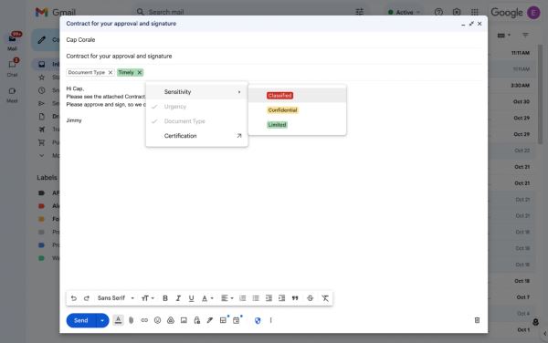 Метки классификации данных для Gmail вышли из стадии открытой бета-версии