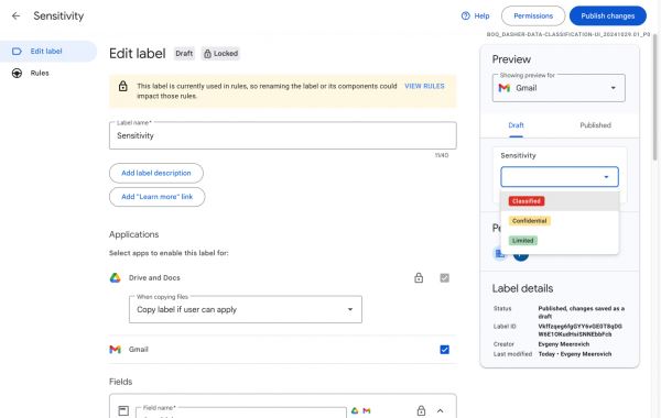 Метки классификации данных для Gmail вышли из стадии открытой бета-версии